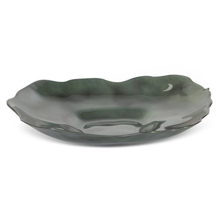 Eurofirany, szklana misa dekoracyjna, Nikol 30-28-5 cm, zielony