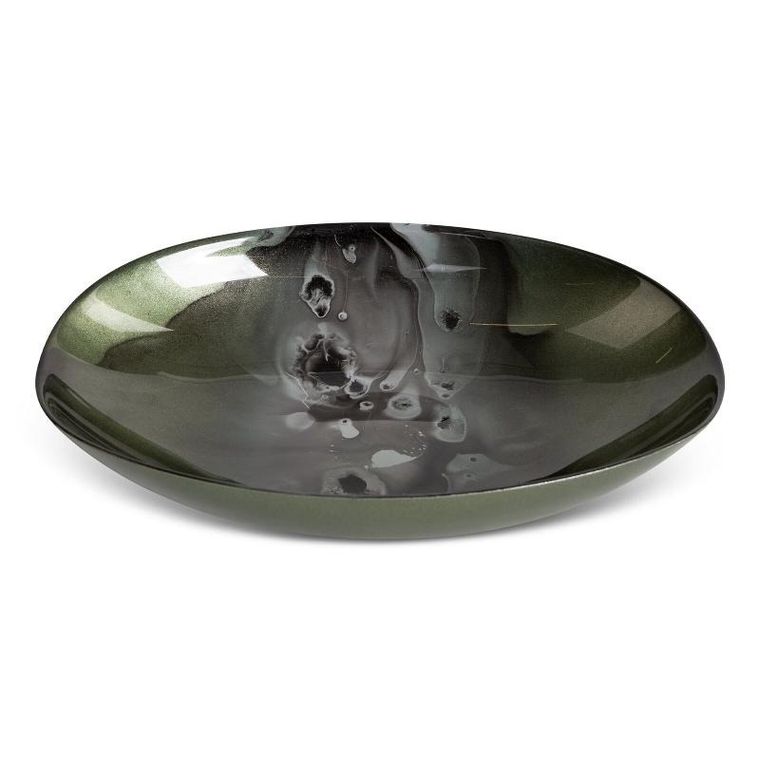 Eurofirany, szklana misa dekoracyjna, Saba, 27-19-5 cm, zielony