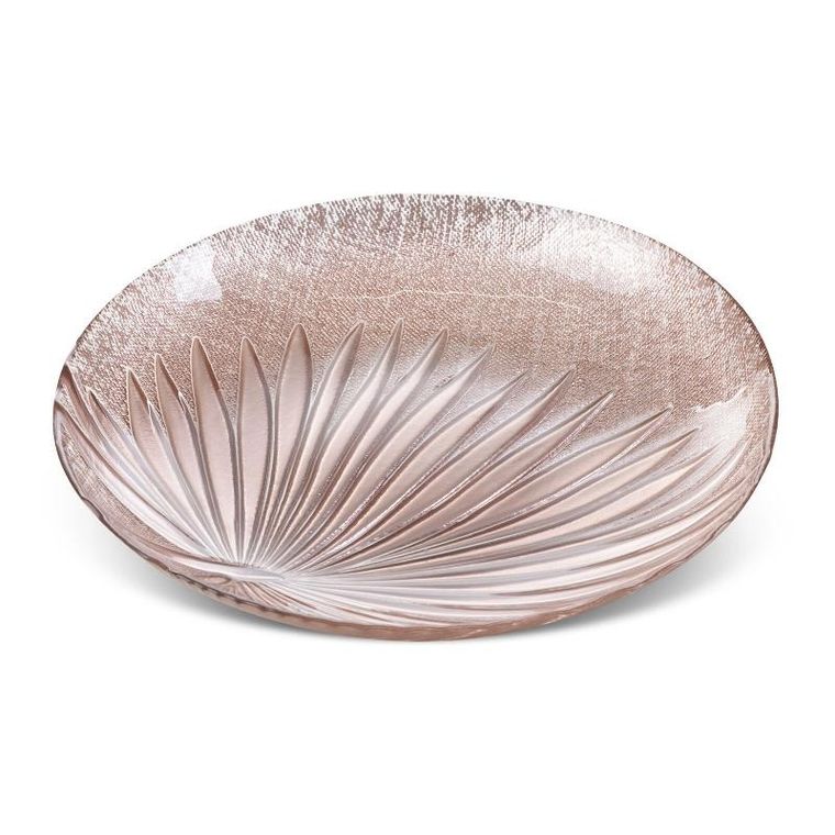Eurofirany, szklana patera dekoracyjna, Bena, 28-4 cm, jasnoróżowy