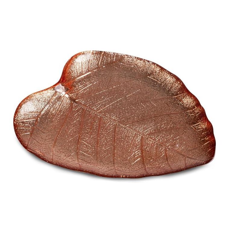 Eurofirany, szklana patera dekoracyjna, Emma 24-21-2 cm, miedziany