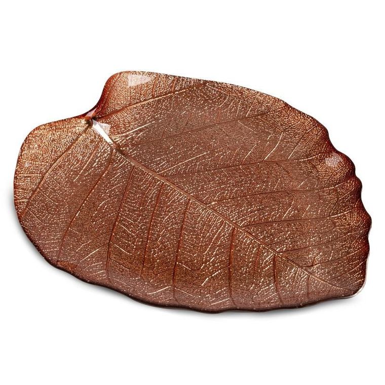 Eurofirany, szklana patera dekoracyjna, Emma 28-25-2 cm, miedziany