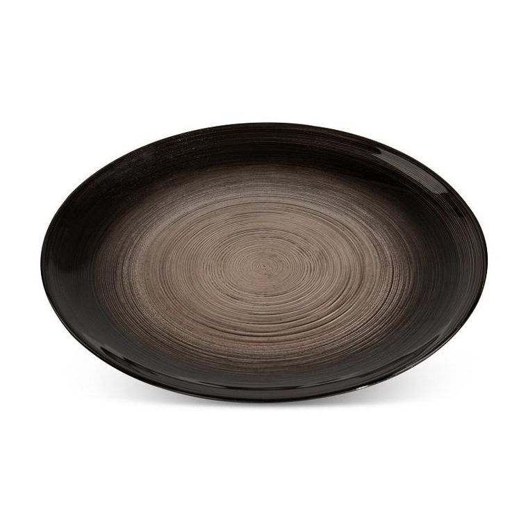 Eurofirany, szklana patera dekoracyjna, Lea, 21-1 cm, czarny