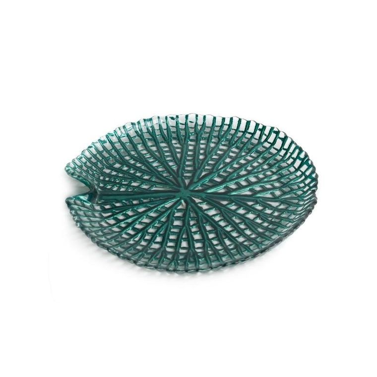 Eurofirany, szklana patera dekoracyjna, Mela, 19-3 cm, turkusowy