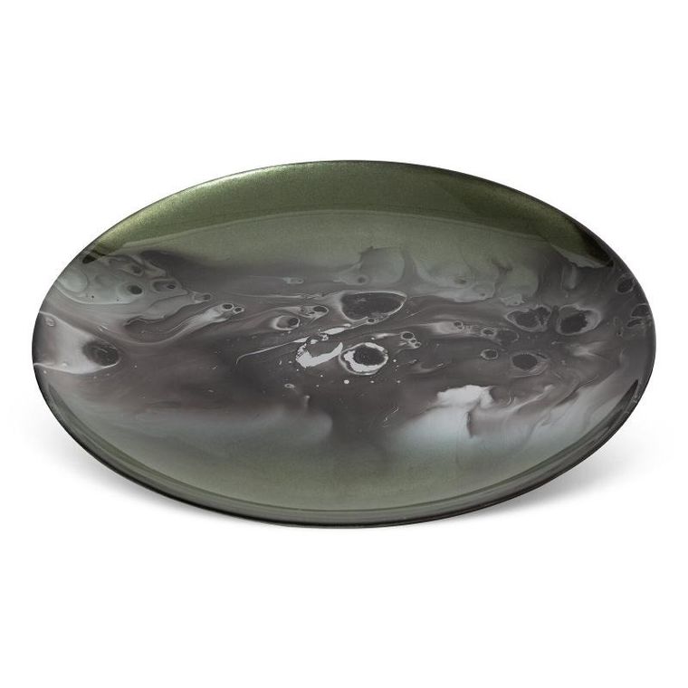 Eurofirany, szklana patera dekoracyjna, Saba, 27-2 cm, zielony