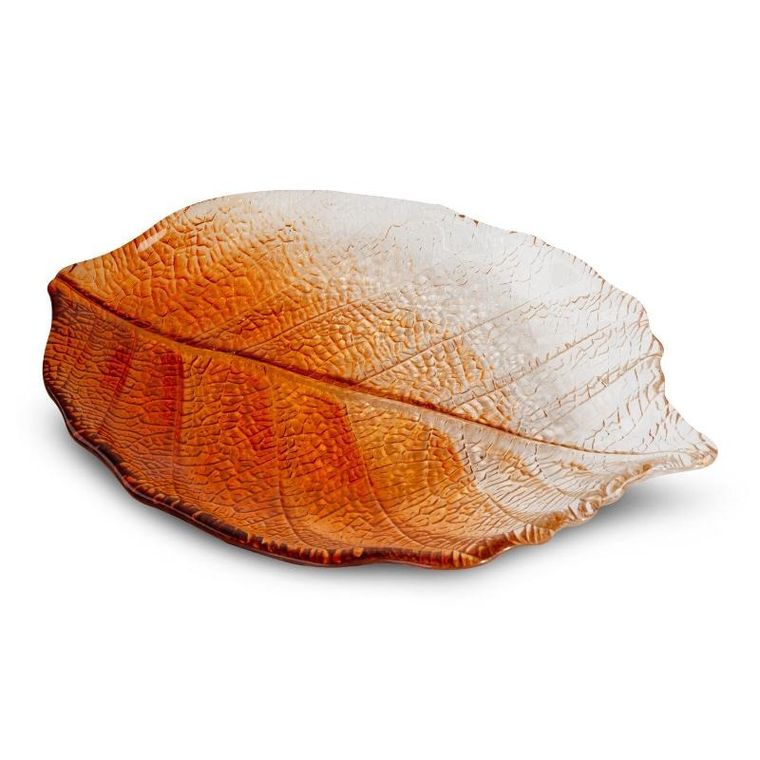 Eurofirany, szklana patera dekoracyjna, Sava, 26-19-2 cm, pomarańczowy