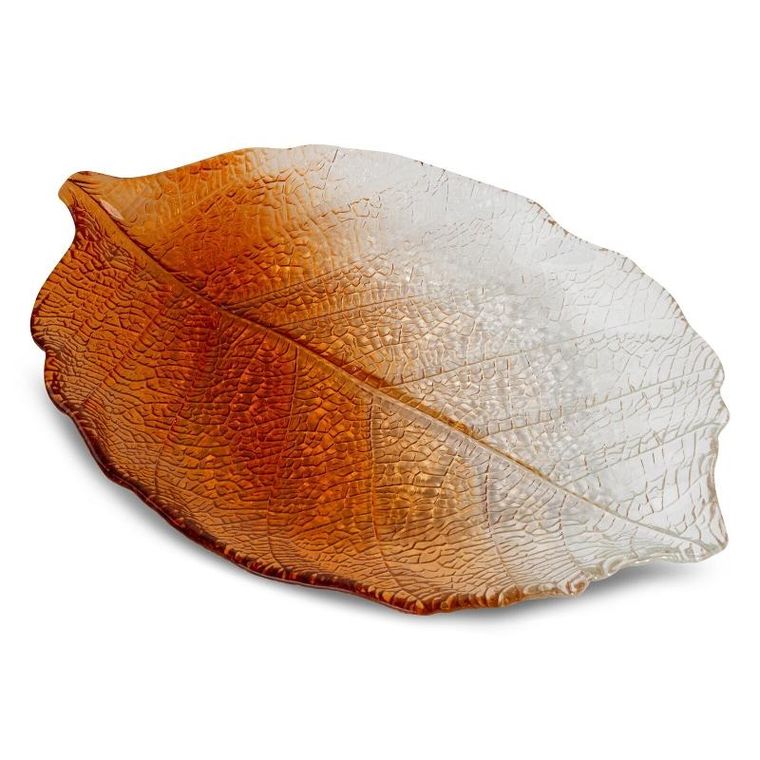 Eurofirany, szklana patera dekoracyjna, Sava, 35-24-3 cm, pomarańczowy