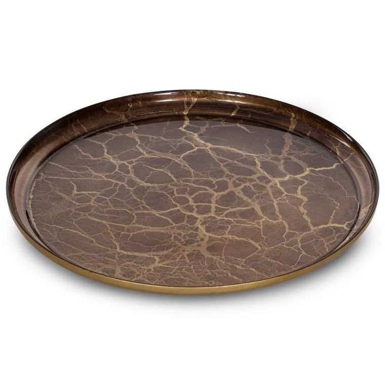 Eurofirany, szklana patera dekoracyjna, Suzi, 33-2 cm, złoty