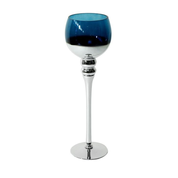 Eurofirany, szklany świecznik dekoracyjny, Cloe, 12-40 cm, biały