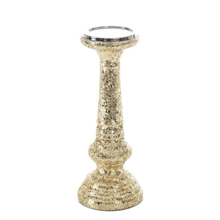 Eurofirany, szklany świecznik dekoracyjny, Melia, złoty, 31-12 cm