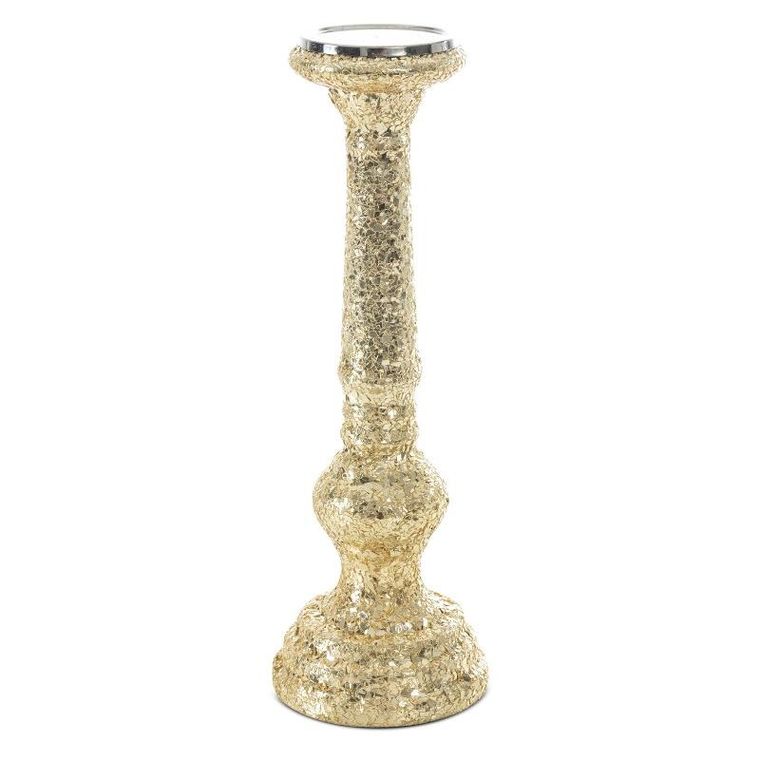 Eurofirany, szklany świecznik dekoracyjny, Melia, złoty, 40-13 cm