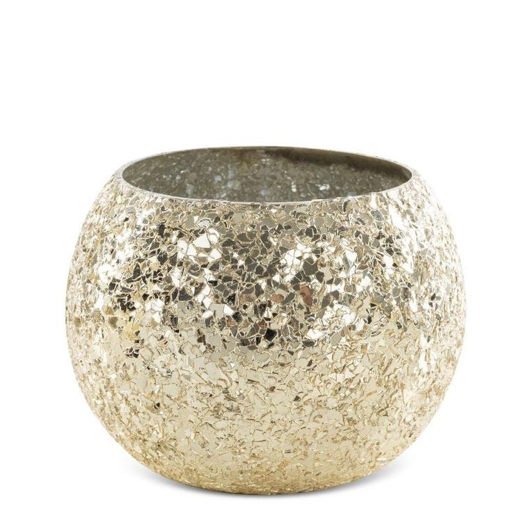 Eurofirany, szklany świecznik dekoracyjny, Melia, złoty