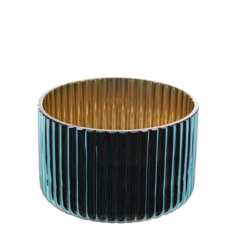 Eurofirany, szklany świecznik dekoracyjny, Nela, 12-8 cm, ciemnoturkusowy