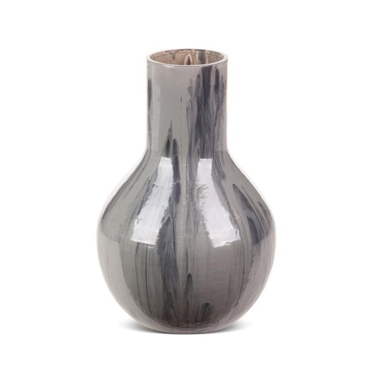 Eurofirany, szklany wazon dekoracyjny, Calen, 18 x28 cm, popielaty