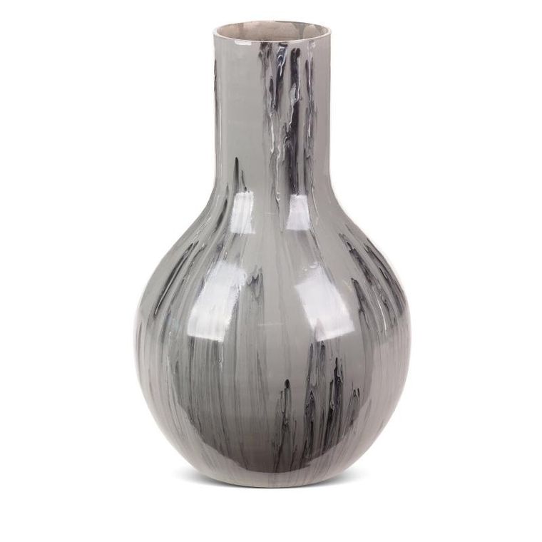 Eurofirany, szklany wazon dekoracyjny, Calen, 24 x40 cm, popielaty