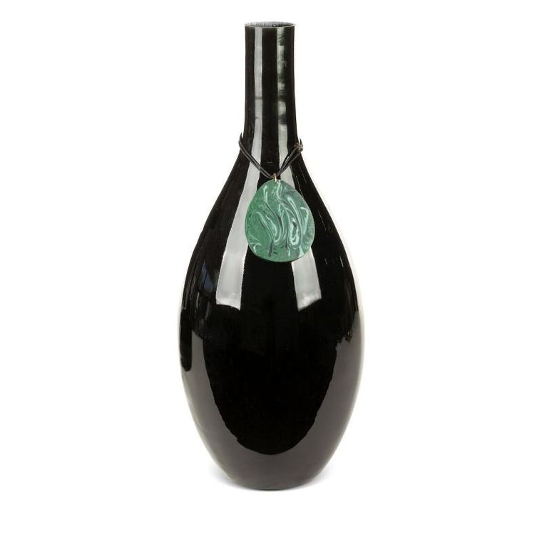 Eurofirany, szklany wazon dekoracyjny, Capri, 18 x48 cm, czarny