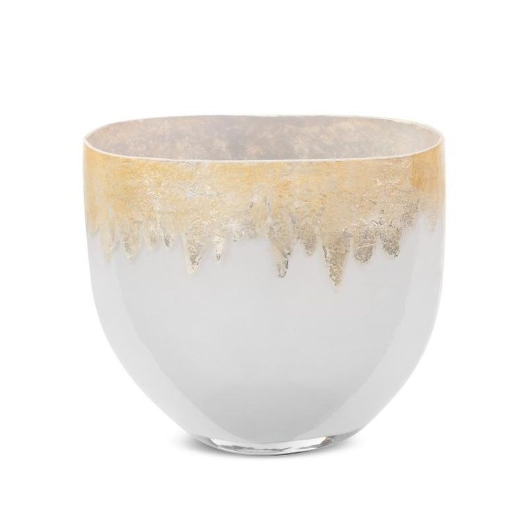 Eurofirany, szklany wazon dekoracyjny, Iris, 21-11-19 cm, srebrny