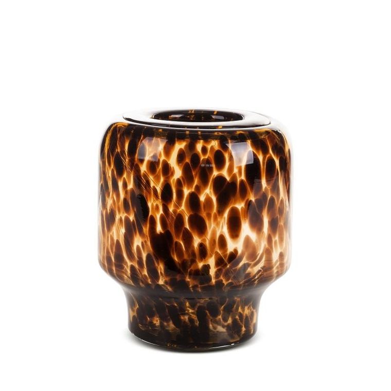 Eurofirany, szklany wazon dekoracyjny, Lana, 19-22 cm, czarny