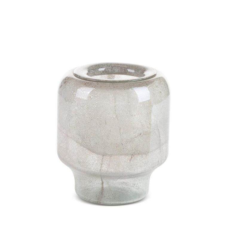 Eurofirany, szklany wazon dekoracyjny, Lana, 19-22 cm, kremowy