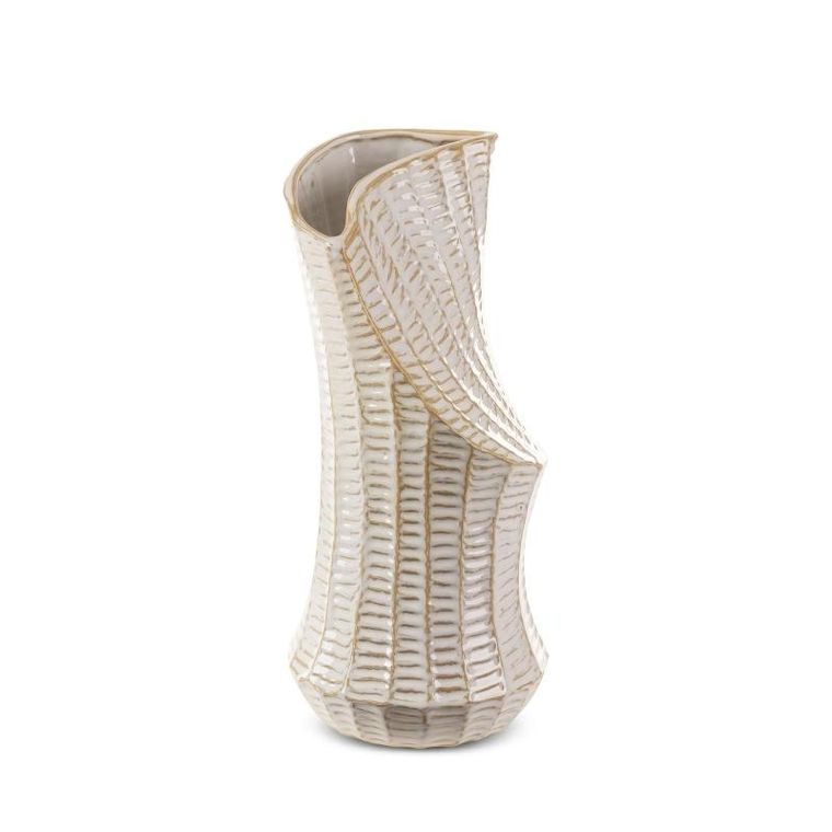 Eurofirany, wazon dekoracyjny, Liza, 18-18-40 cm, kremowy