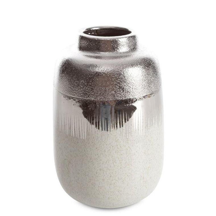 Eurofirany, wazon dekoracyjny, Max, 14-14-21 cm, kremowy