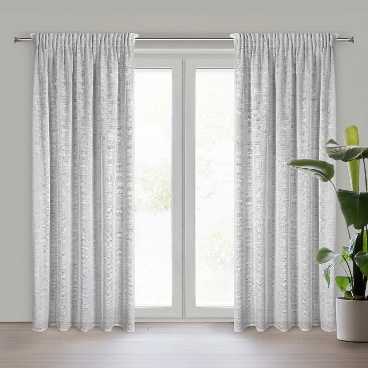 Eurofirany, zasłona gotowa, Aleksa, na taśmie, 140-270 cm, srebrny