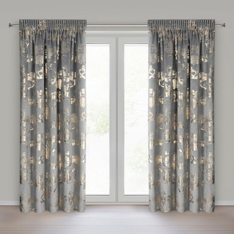 Eurofirany, zasłona gotowa, Celia, na taśmie, 140-270 cm, stalowy