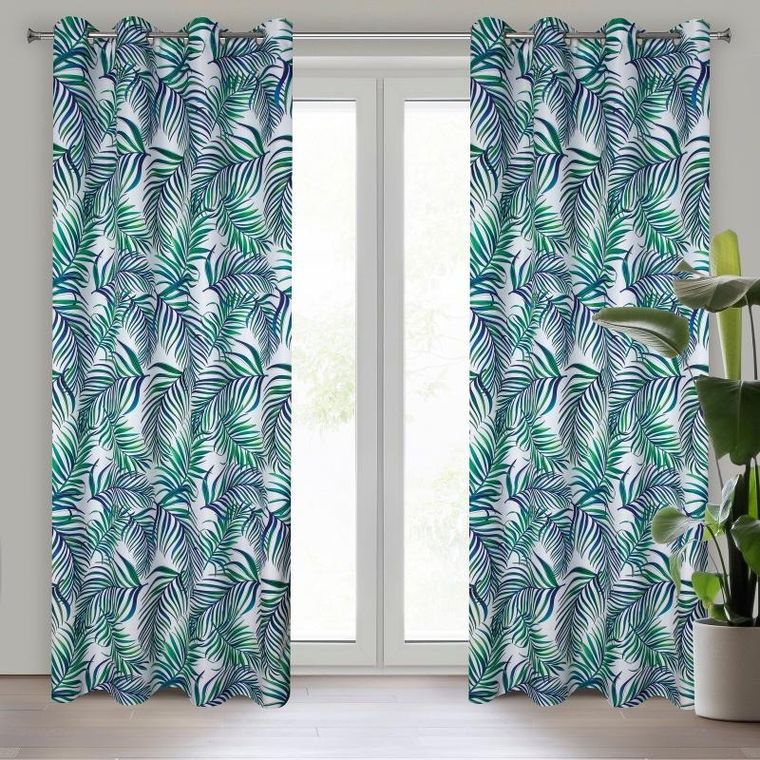 Eurofirany, zasłona gotowa d91 Palms, zielony