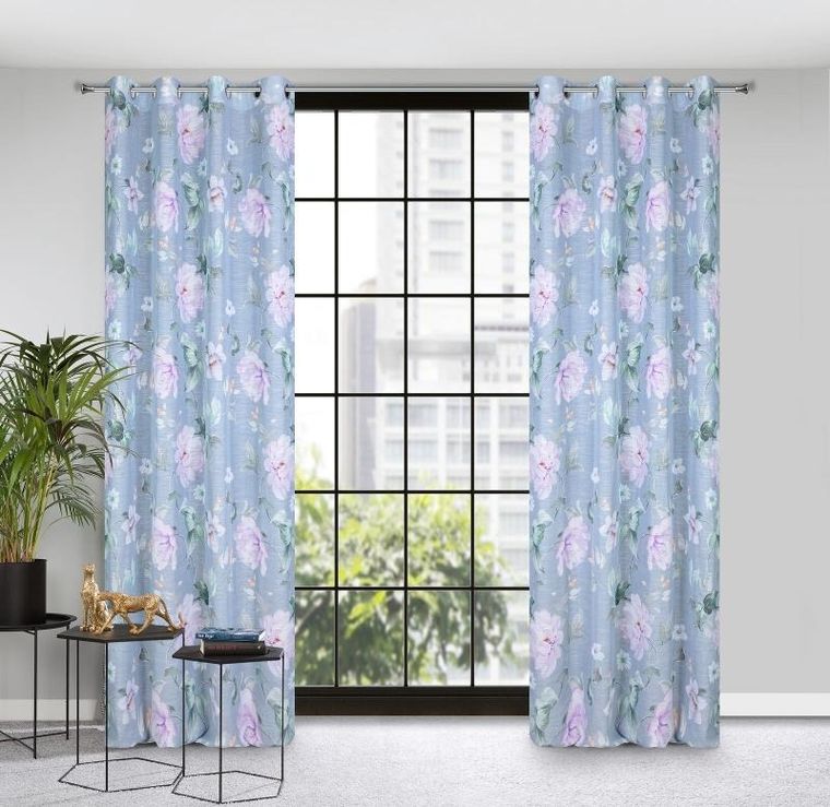 Eurofirany, zasłona gotowa, Flora, 140-250 cm, srebrny