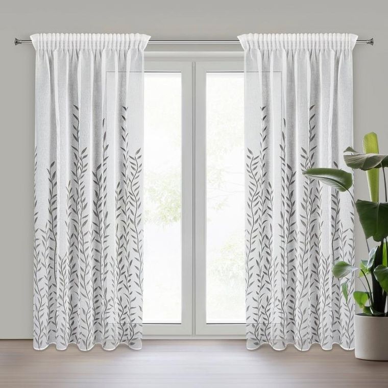 Eurofirany, zasłona gotowa, Glori, na taśmie, 140-270 cm, biały