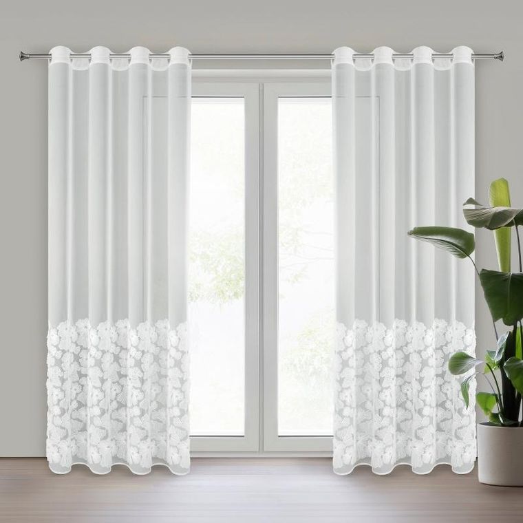 Eurofirany, zasłona gotowa, Jasmin, 140-250 cm, biały