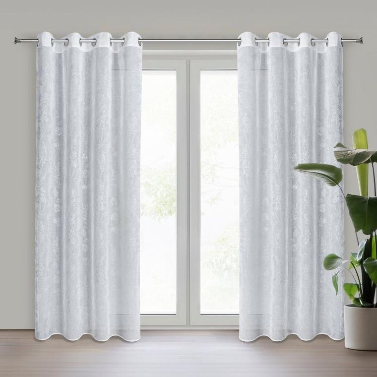 Eurofirany, zasłona gotowa juni, 140-250 cm, biały