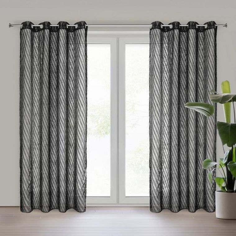 Eurofirany, zasłona gotowa, Laurel, 140-250 cm, czarny