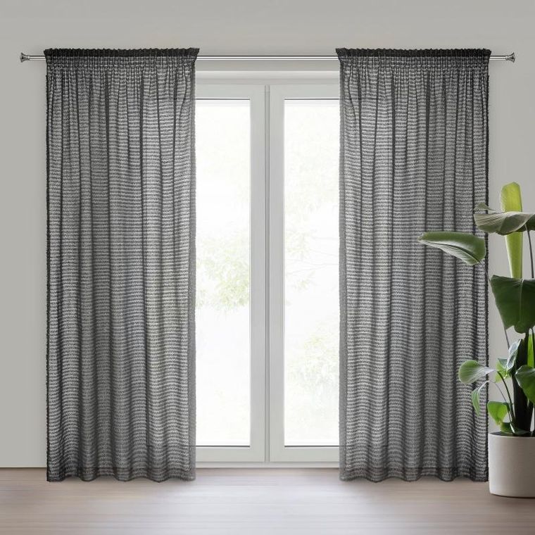 Eurofirany, zasłona gotowa na taśmie, Reina, 135-270 cm, czarny