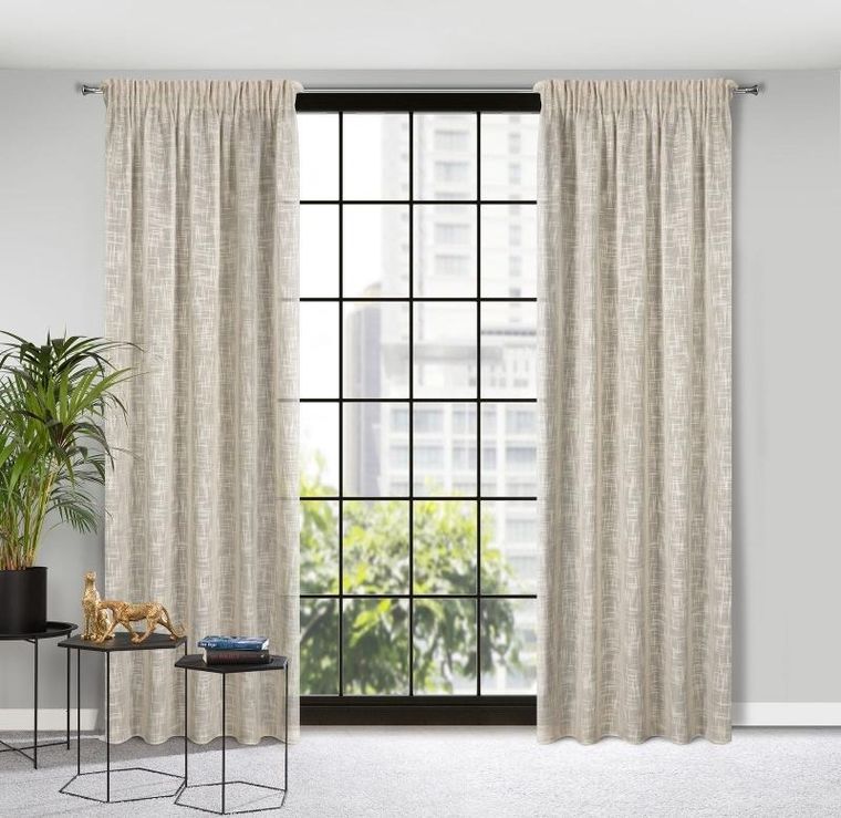 Eurofirany, zasłona gotowa na taśmie, Rubi, 140-270 cm, beżowy