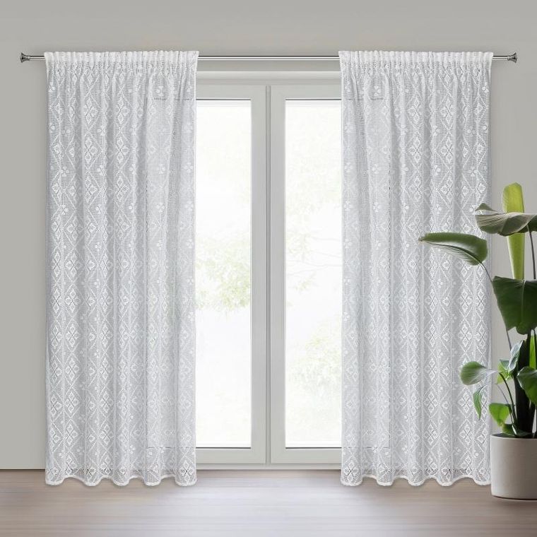 Eurofirany, zasłona gotowa, Nela, na taśmie 140-270 cm, kremowy