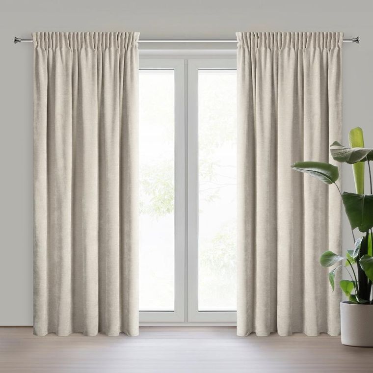 Eurofirany, zasłona gotowa, Nilo, na taśmie, 140-270 cm, beżowy