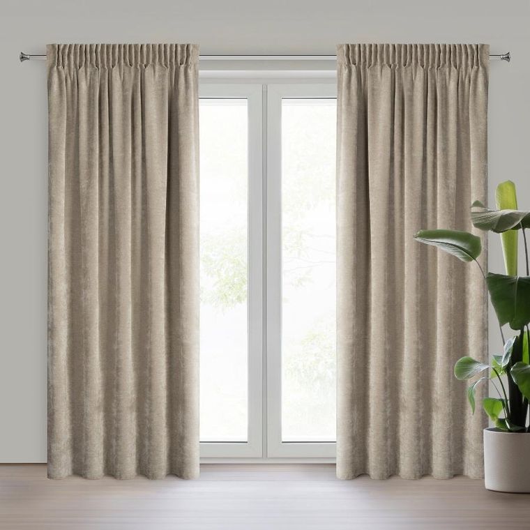 Eurofirany, zasłona gotowa, Nilo, na taśmie, 140-270 cm, ciemnobeżowy