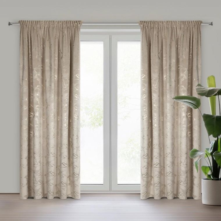 Eurofirany, zasłona gotowa, Raja, na taśmie, 140-270 cm, beżowy