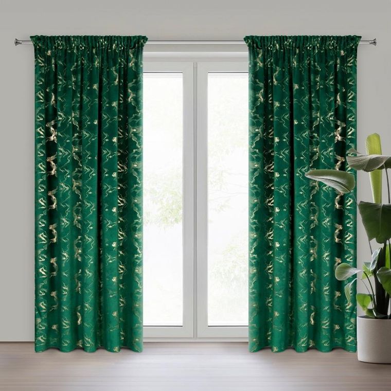 Eurofirany, zasłona gotowa, Raja, na taśmie, 140-270 cm, ciemnozielony