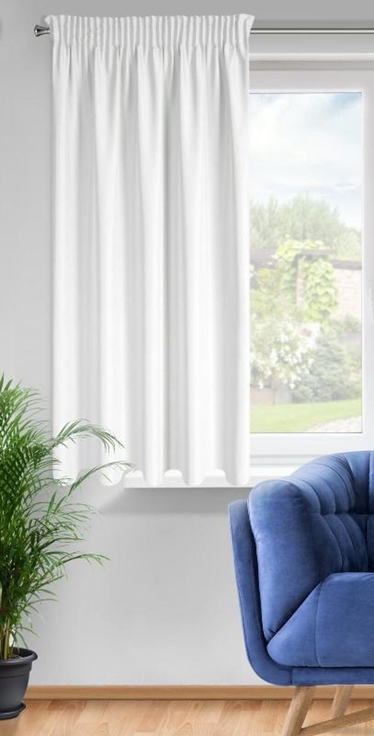 Eurofirany, zasłona gotowa rita na taśmie, 140-175 cm, biały