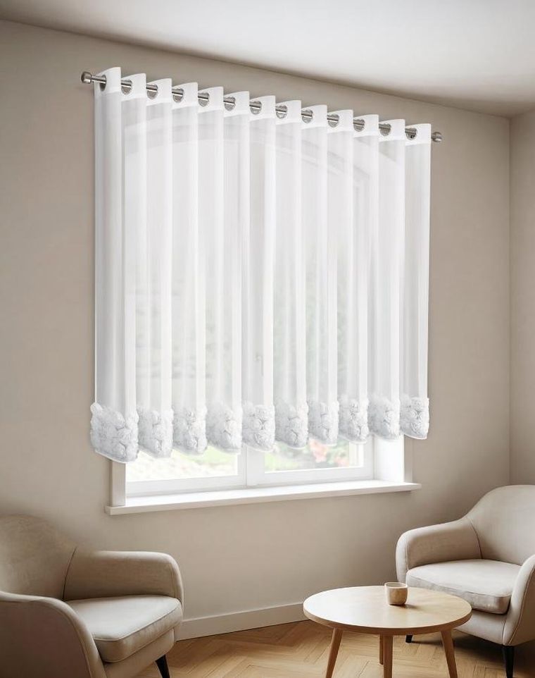 Eurofirany, zasłona gotowa roses 4 350-160 cm, biały