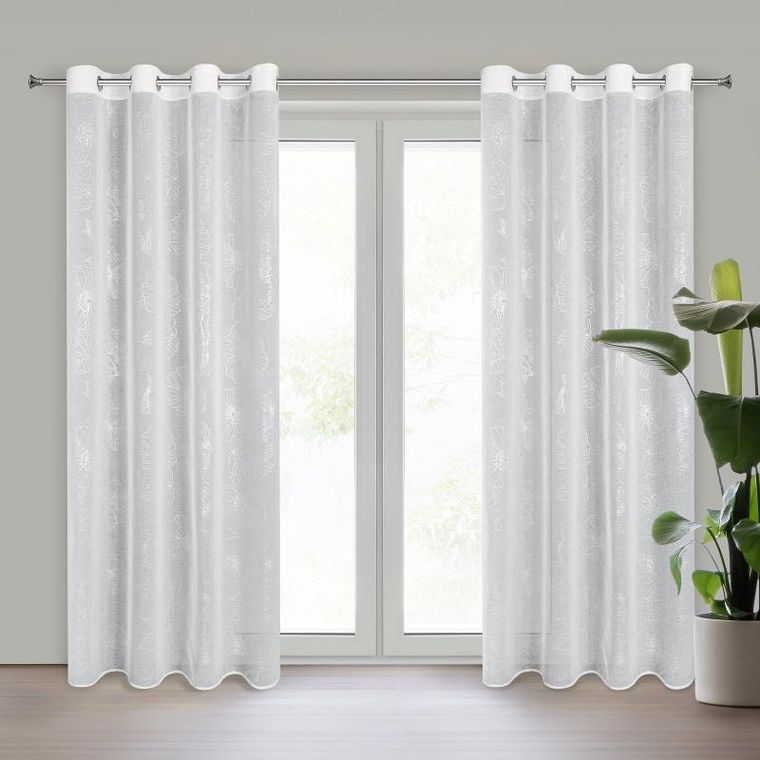 Eurofirany, zasłona gotowa, Sagi, 140-250 cm, biały