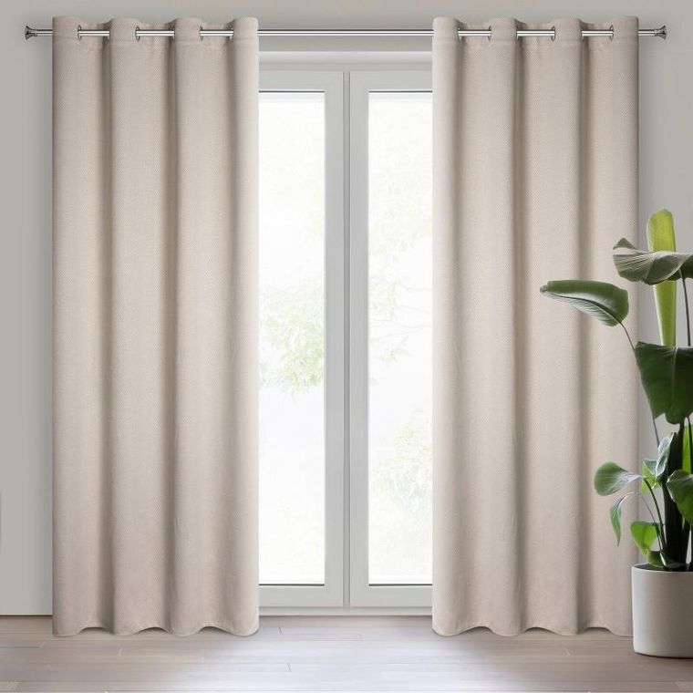 Eurofirany, zasłona gotowa zaciemniająca, Amaro, 140-250 cm, beżowy