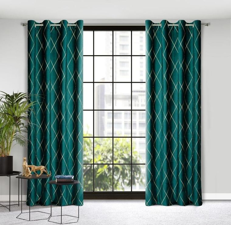 Eurofirany, zasłona zaciemniająca dekoracyjna, Pierre Cardin Margo, 140-250 cm, turkusowy