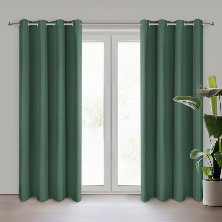 Eurofirany, zasłona zaciemniająca gotowa, Adari, 140-250 cm, ciemnozielony