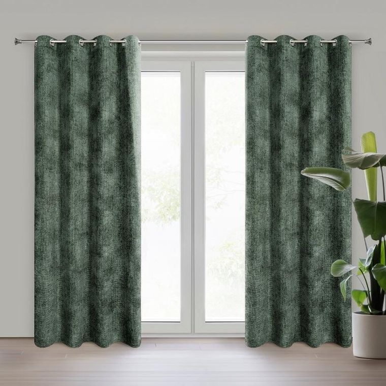 Eurofirany, zasłona zaciemniająca gotowa, Aleta, 135-250 cm, ciemnozielony