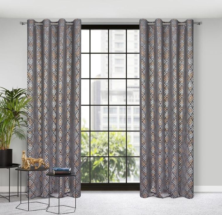 Eurofirany, zasłona zaciemniająca gotowa, Areta, 140-250 cm, stalowy