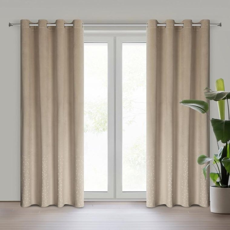 Eurofirany, zasłona zaciemniająca gotowa, Ariadna, 140-250 cm, beżowy