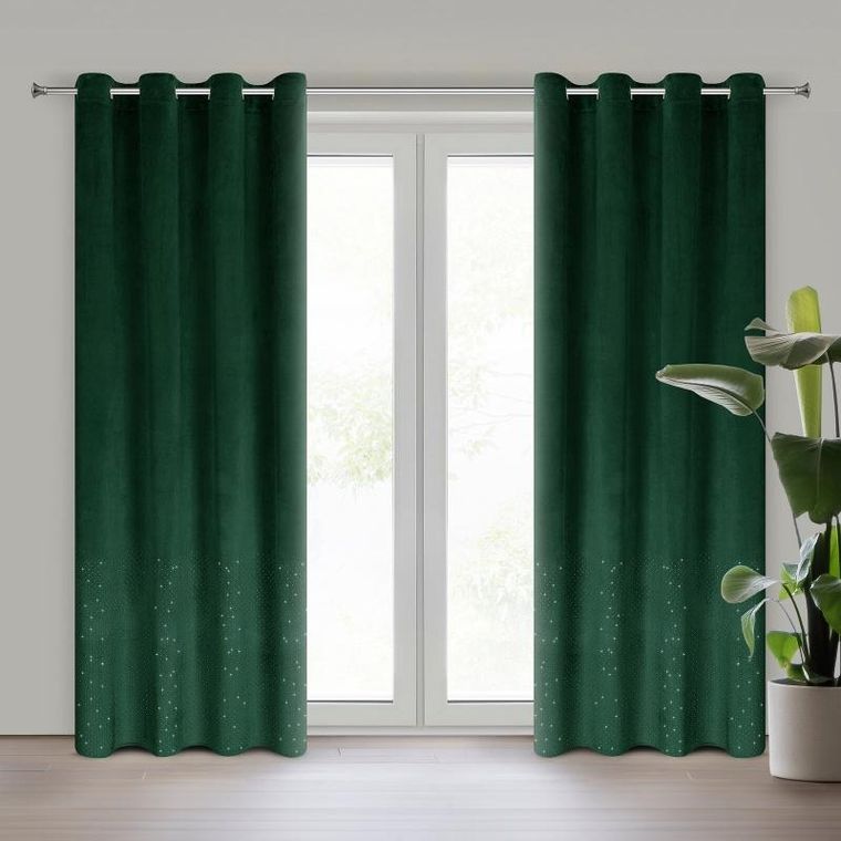 Eurofirany, zasłona zaciemniająca gotowa, Ariadna, 140-250 cm, ciemnozielony