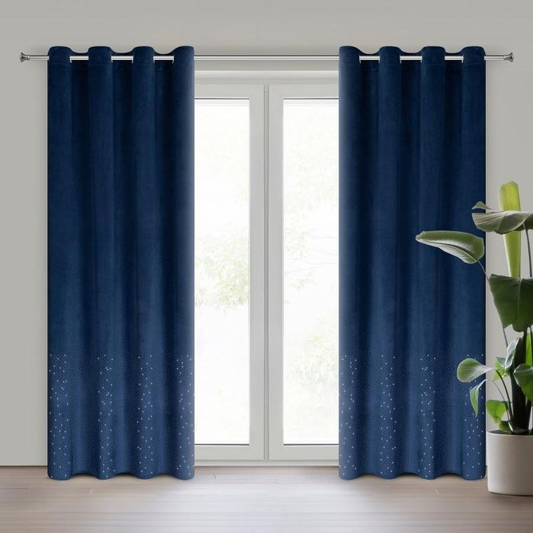 Eurofirany, zasłona zaciemniająca gotowa, Ariadna, 140-250 cm, granatowy